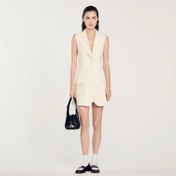 Femme SANDRO Robe Courte Tailleur Plissée