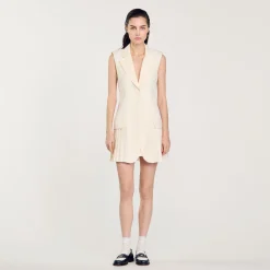 Femme SANDRO Robe Courte Tailleur Plissée