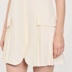 Femme SANDRO Robe Courte Tailleur Plissée