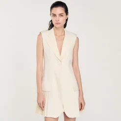 Femme SANDRO Robe Courte Tailleur Plissée