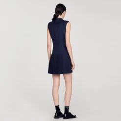 Femme SANDRO Robe Courte Tailleur Plissée