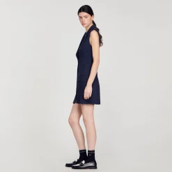 Femme SANDRO Robe Courte Tailleur Plissée