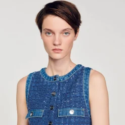 Femme SANDRO Robe Courte Trapèze En Tweed