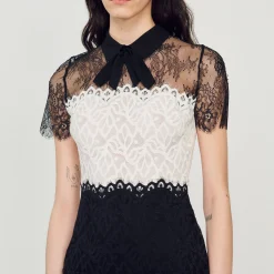 Femme SANDRO Robe En Dentelle Bi-couleur