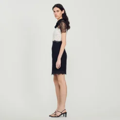 Femme SANDRO Robe En Dentelle Bi-couleur
