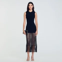 Femme SANDRO Robe En Maille à Franges