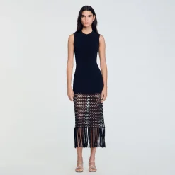 Femme SANDRO Robe En Maille à Franges