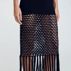 Femme SANDRO Robe En Maille à Franges