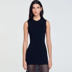 Femme SANDRO Robe En Maille à Franges