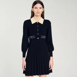 Femme SANDRO Robe En Maille Plissée
