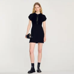 Femme SANDRO Robe En Maille Plissée