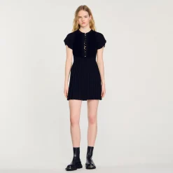 Femme SANDRO Robe En Maille Plissée