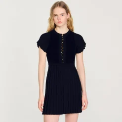 Femme SANDRO Robe En Maille Plissée
