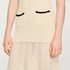 Femme SANDRO Robe En Maille Pointelle