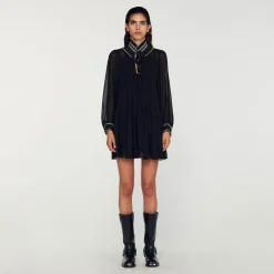 Femme SANDRO Robe Fluide En Mousseline