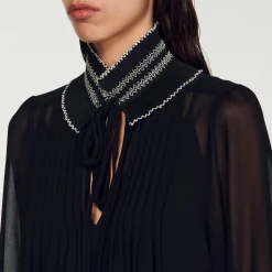 Femme SANDRO Robe Fluide En Mousseline