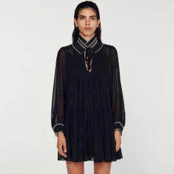 Femme SANDRO Robe Fluide En Mousseline