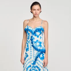 Femme SANDRO Robe Imprimée à Volants