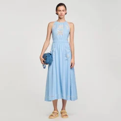Femme SANDRO Robe Longue à Broderies Anglaises