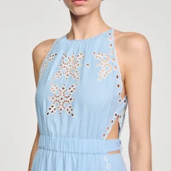 Femme SANDRO Robe Longue à Broderies Anglaises