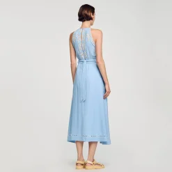 Femme SANDRO Robe Longue à Broderies Anglaises