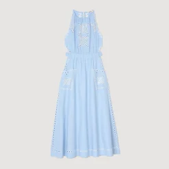 Femme SANDRO Robe Longue à Broderies Anglaises