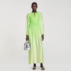 Femme SANDRO Robe Longue à Col Strassé
