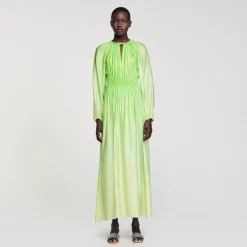 Femme SANDRO Robe Longue à Col Strassé