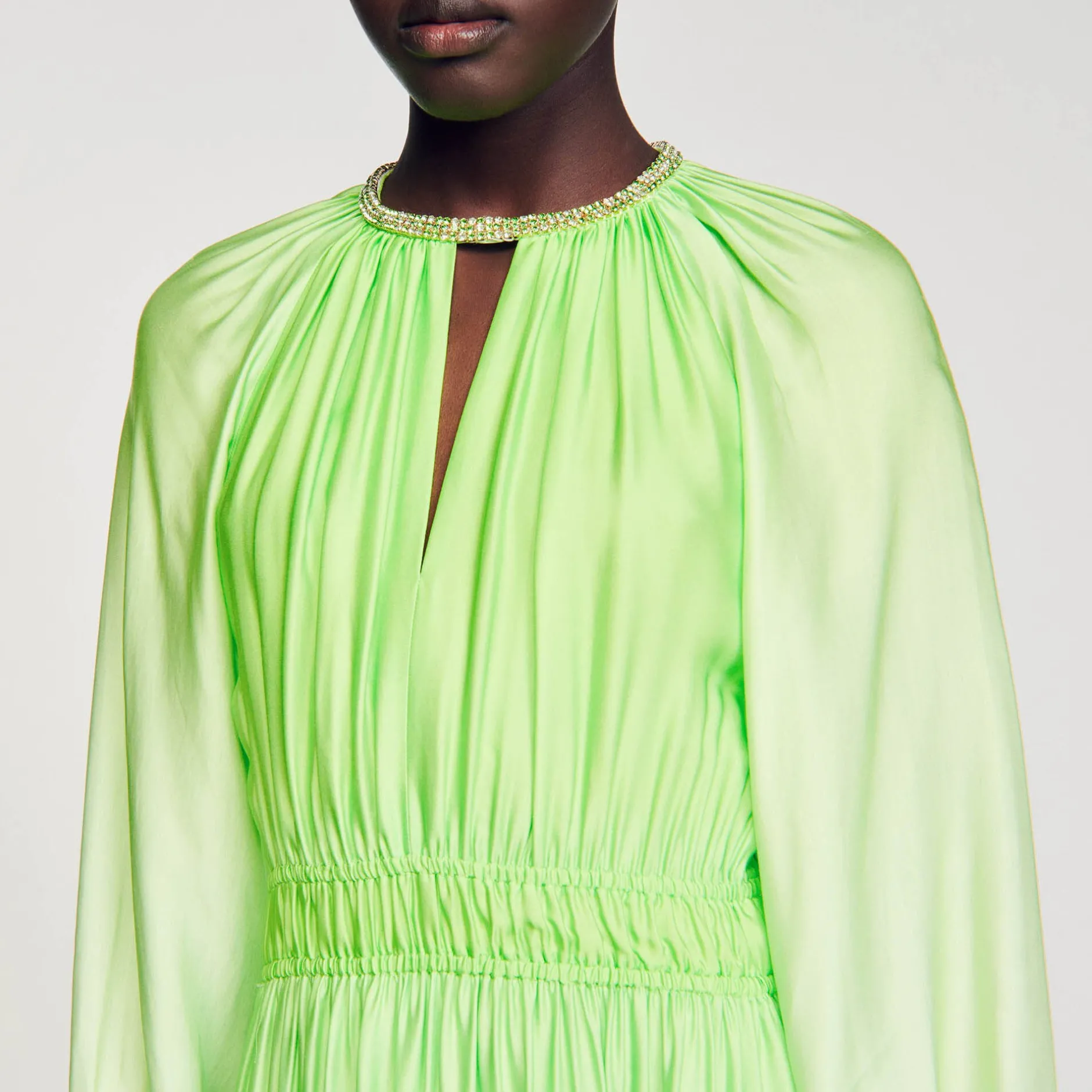 Femme SANDRO Robe Longue à Col Strassé