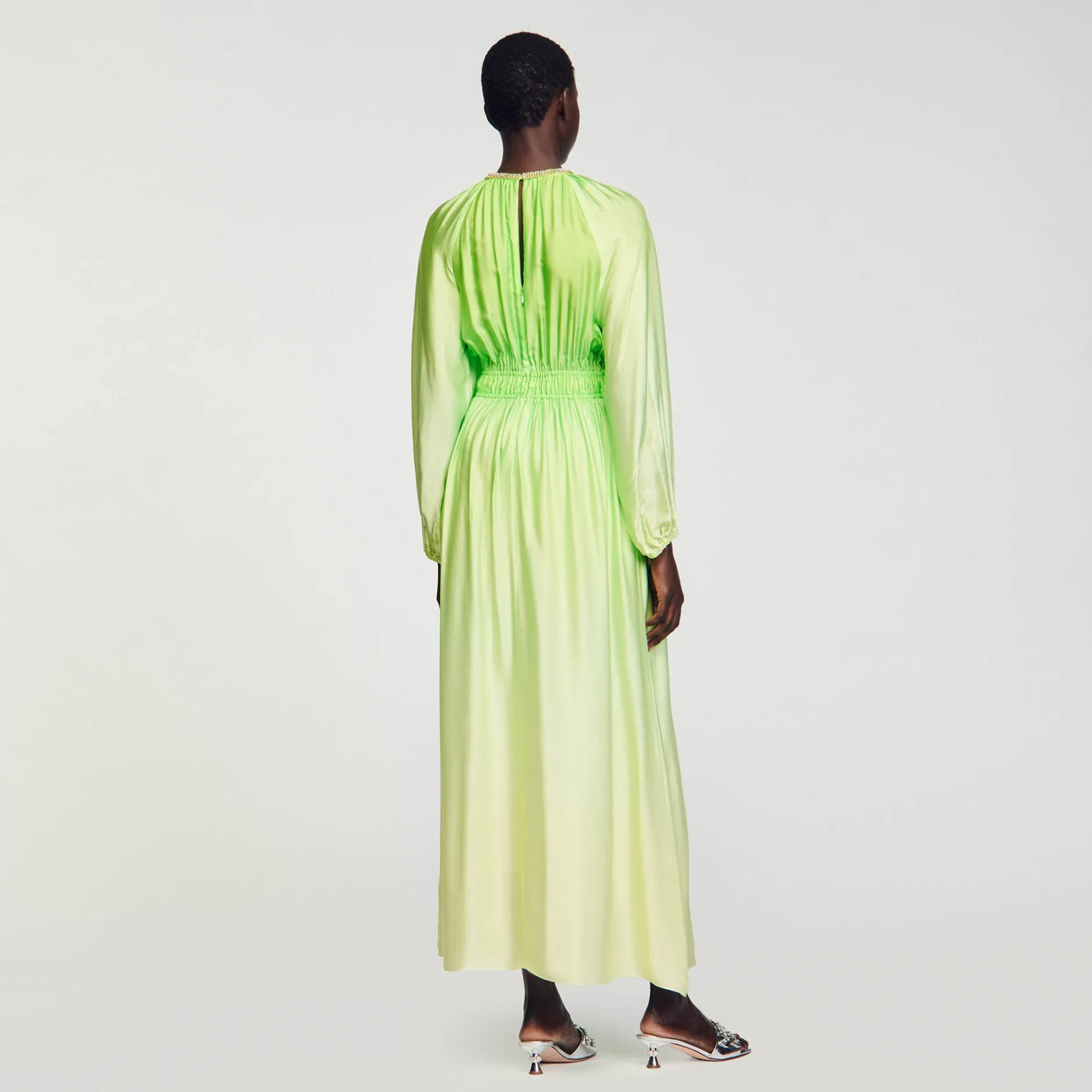 Femme SANDRO Robe Longue à Col Strassé