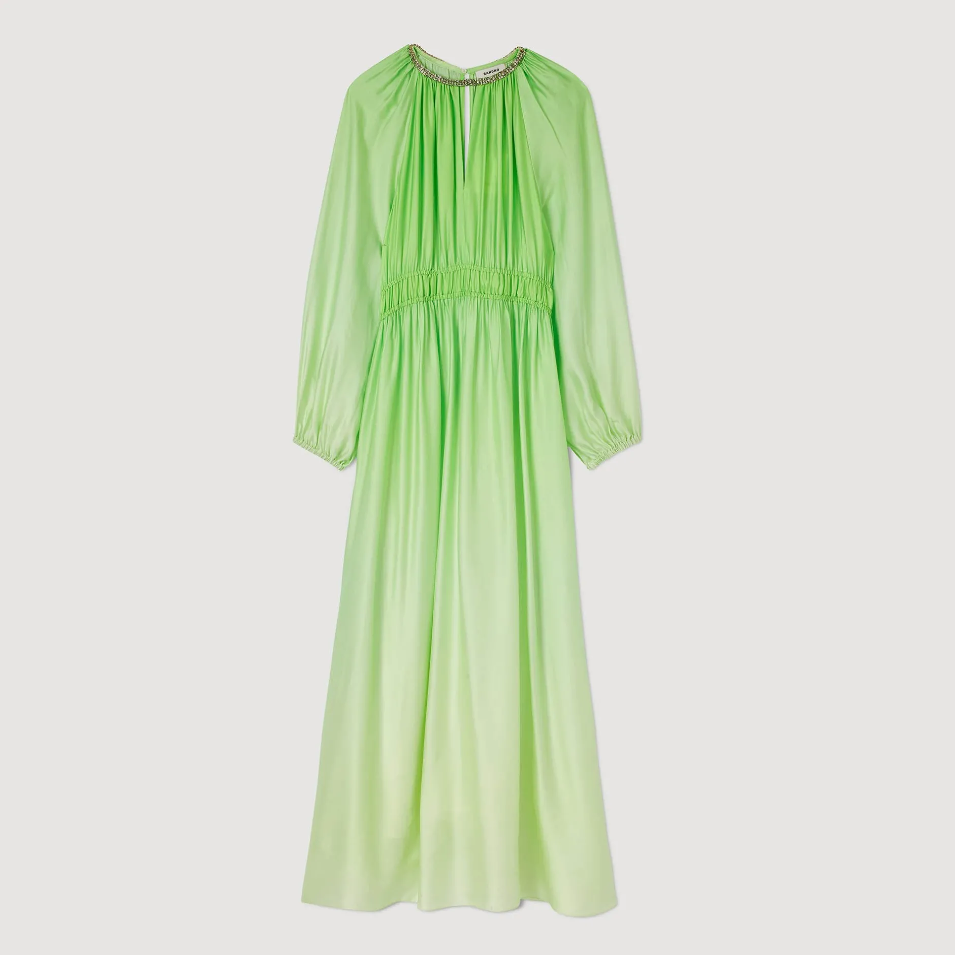 Femme SANDRO Robe Longue à Col Strassé
