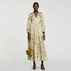 Femme SANDRO Robe Longue à Imprimé Foulard