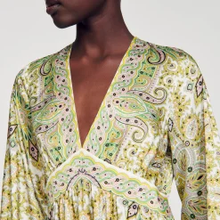 Femme SANDRO Robe Longue à Imprimé Foulard