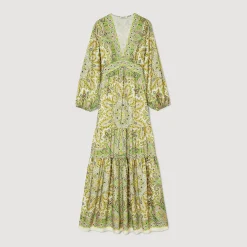Femme SANDRO Robe Longue à Imprimé Foulard