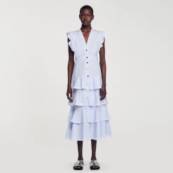 Femme SANDRO Robe Longue à Volants