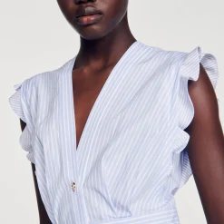Femme SANDRO Robe Longue à Volants