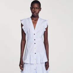 Femme SANDRO Robe Longue à Volants