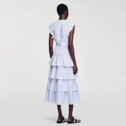 Femme SANDRO Robe Longue à Volants
