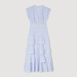 Femme SANDRO Robe Longue à Volants