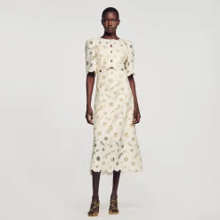 Femme SANDRO Robe Longue Brodée