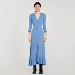 Femme SANDRO Robe Longue En Maille