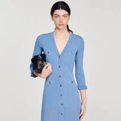 Femme SANDRO Robe Longue En Maille