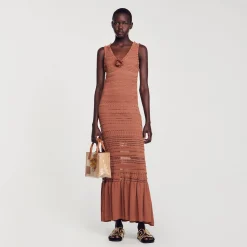 Femme SANDRO Robe Longue En Maille