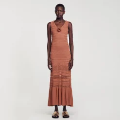 Femme SANDRO Robe Longue En Maille