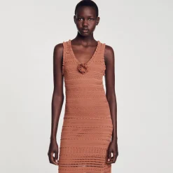 Femme SANDRO Robe Longue En Maille