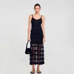 Femme SANDRO Robe Longue En Maille
