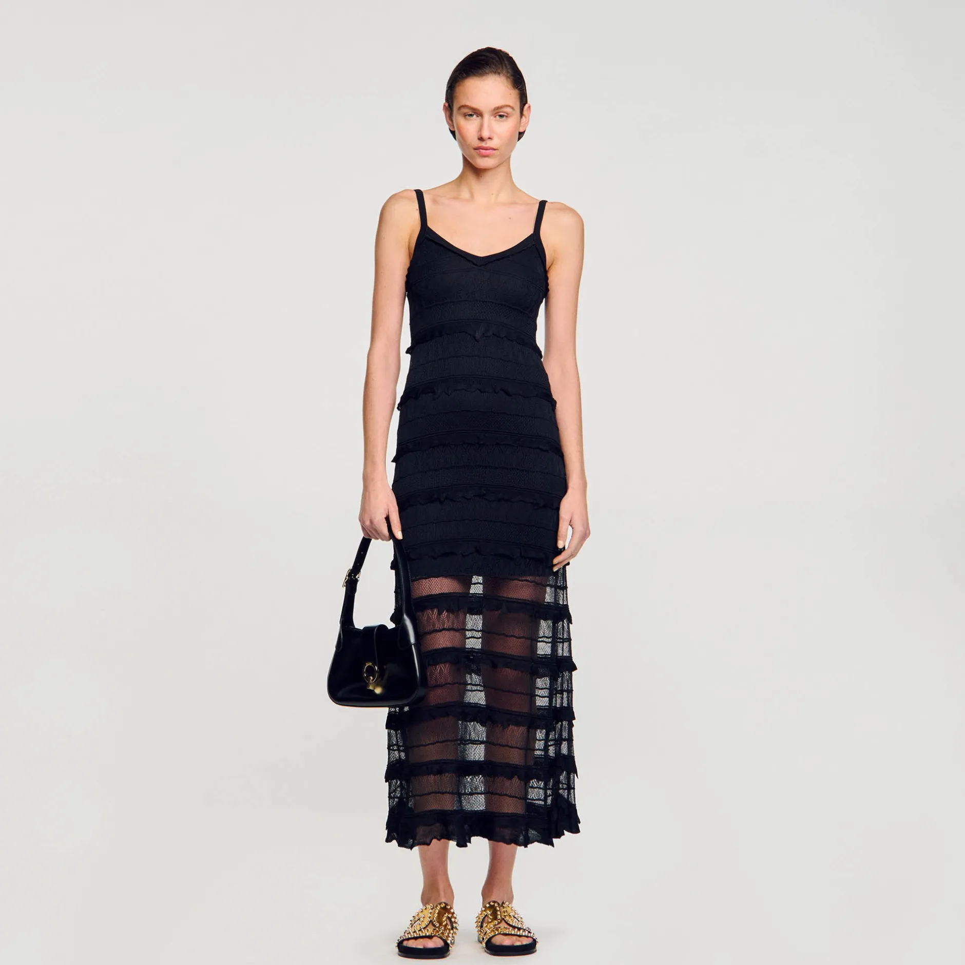 Femme SANDRO Robe Longue En Maille