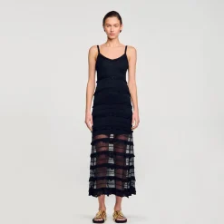 Femme SANDRO Robe Longue En Maille