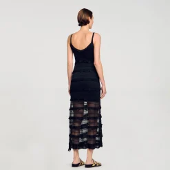 Femme SANDRO Robe Longue En Maille