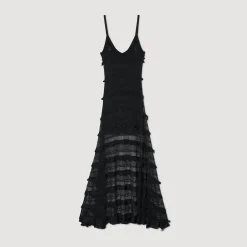 Femme SANDRO Robe Longue En Maille